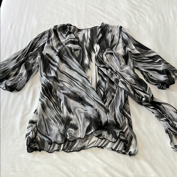 NWOT Handmade Sheer Kimono w/ Split Side Hem and Matching Scarf - Picture 1 of 5